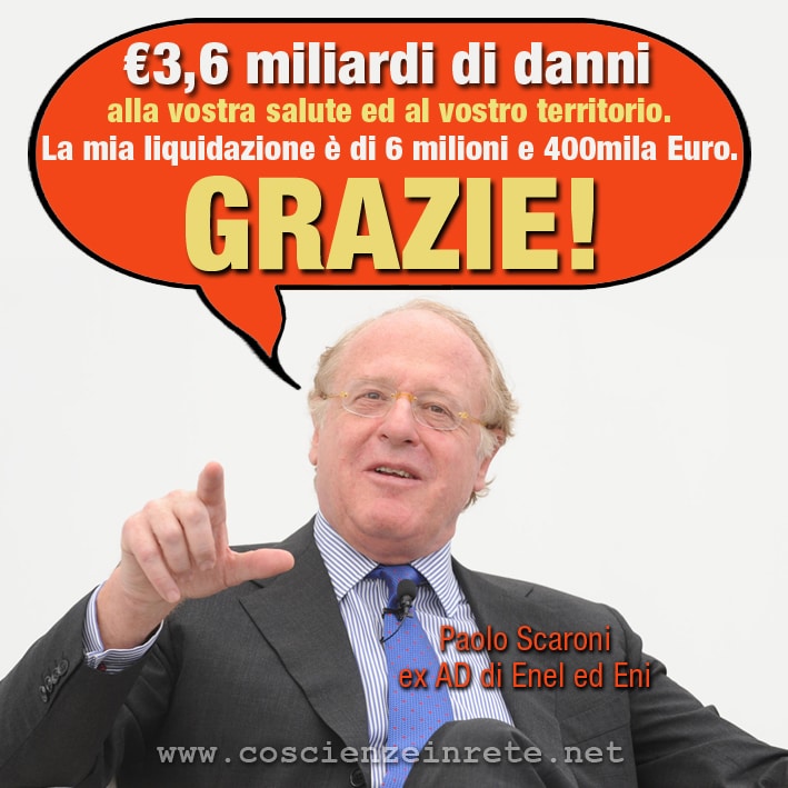 Scopri di più sull'articolo Scaroni: 3,6 miliardi di danni, condannato a tre anni, ma con 6,4 milioni di buona uscita